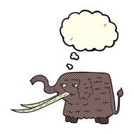 cartoon woolly mammoth with thought bubble N6