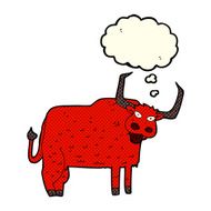 cartoon hairy cow with thought bubble N6