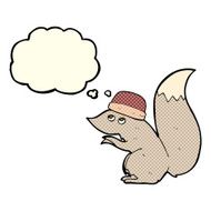 cartoon squirrel wearing hat with thought bubble N3
