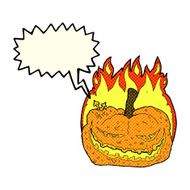 cartoon halloween pumpkin with thought bubble N10