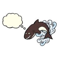 cartoon shark with thought bubble N22