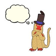 cartoon monkey wearing hat with thought bubble N4