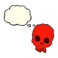 cartoon spooky skull with thought bubble N81