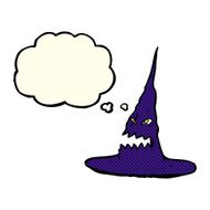 cartoon spooky witches hat with thought bubble N6