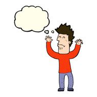 cartoon stressed man with thought bubble N35