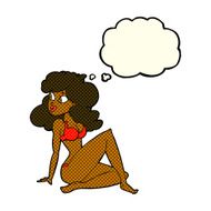 cartoon sexy woman in underwear with thought bubble N11