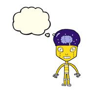 cartoon weird robot with thought bubble N5