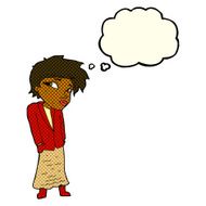 cartoon woman with hands in pockets thought bubble N6