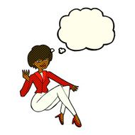 cartoon businesswoman sitting with thought bubble N6