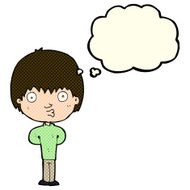 cartoon whistling boy with thought bubble N5