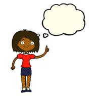 cartoon woman with idea thought bubble N128