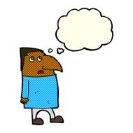 cartoon worried man with thought bubble N49