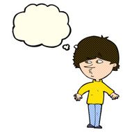 cartoon suspicious man looking over shoulder with thought bubble N5