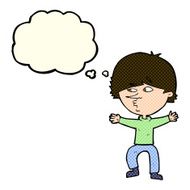 cartoon suspicious man with thought bubble N19