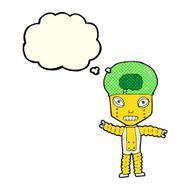 cartoon future robot with thought bubble N5