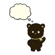 cute cartoon black bear waving with thought bubble N3