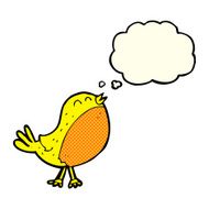 cartoon singing bird with thought bubble N5