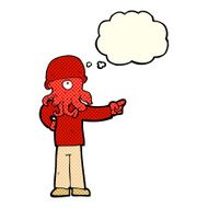 cartoon alien monster man with thought bubble N11