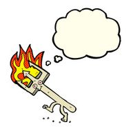 cartoon devil fork with thought bubble N6
