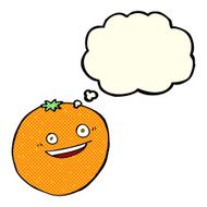happy cartoon orange with thought bubble N3