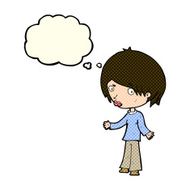 cartoon confused woman with thought bubble N43