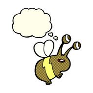 cartoon happy bee with thought bubble N11