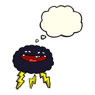 happy cartoon cloud with thought bubble N9