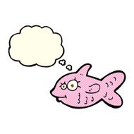 cartoon happy fish with thought bubble N12
