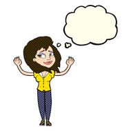 cartoon woman giving up with thought bubble N5
