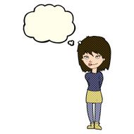 cartoon happy woman with thought bubble N131