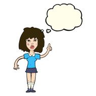 cartoon tough woman with idea thought bubble N4