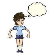 cartoon curious woman with thought bubble N24