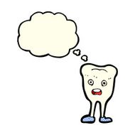 cartoon happy tooth with thought bubble N19