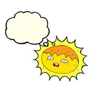 cartoon sun with thought bubble N10