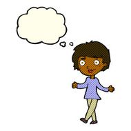 cartoon confused woman with thought bubble N44