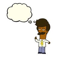 cartoon man with mustache explaining thought bubble N6