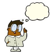 cartoon scientist with thought bubble N6