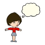 cartoon woman with open arms thought bubble N50