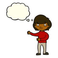 cartoon happy person with thought bubble N17