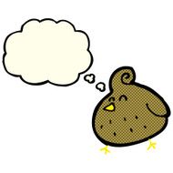 cartoon bird with thought bubble N137