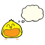 cartoon fat bird with thought bubble N19