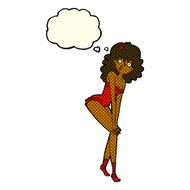 cartoon woman in lingerie with thought bubble N26