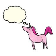cartoon unicorn with thought bubble N23