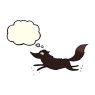 cartoon wolf running with thought bubble N3