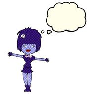 cartoon happy vampire girl with thought bubble N19