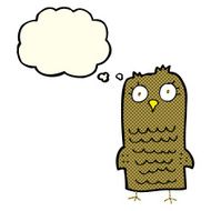 cartoon owl with thought bubble N35