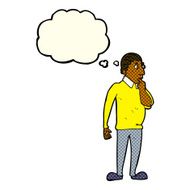 cartoon curious man with thought bubble N36