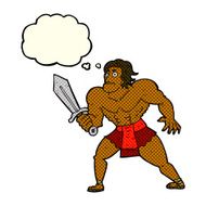 cartoon fantasy hero man with thought bubble N5