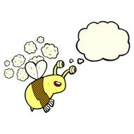 cartoon happy bee with thought bubble N12