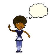 cartoon waitress taking order with thought bubble N11